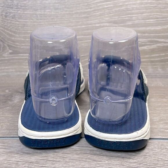 Sperry Top Sider Seafish Women’s Sz 7M Blue Leather Nylon Thong Flip Flop Sandal - Picture 4 of 12